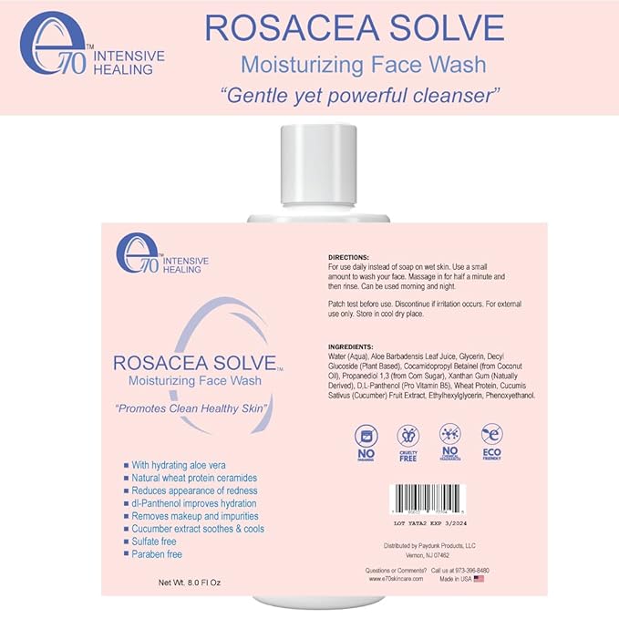Rosacea solve moisturizing face wash