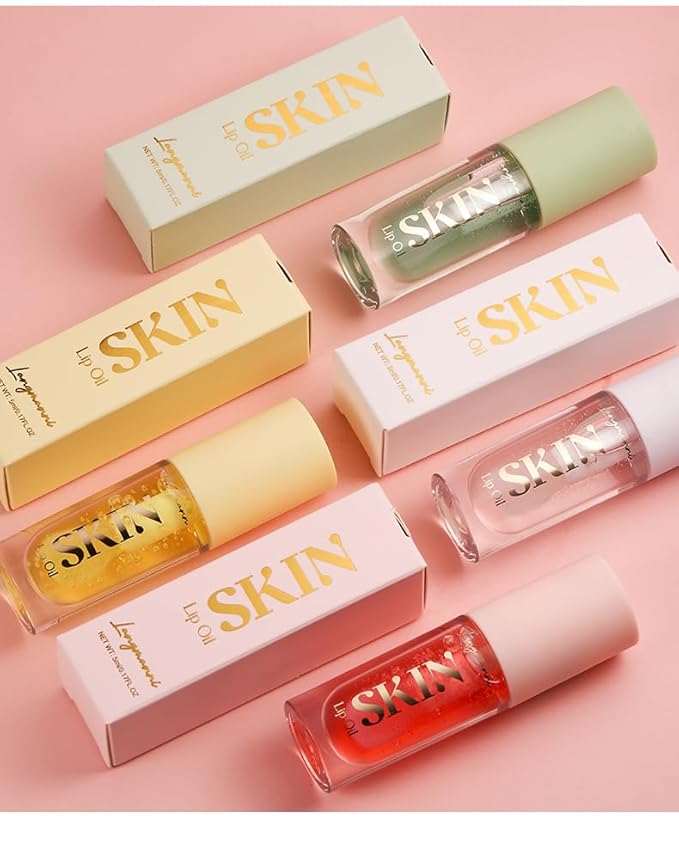 2Pack Big Brush Head Hydrating Lip Glow Oil Plumping Lip Tint, Hydrating Lip Gloss Tinted Lip Balm Transparent Lip Care, Long Lasting Nourishing Non-sticky Fresh Texture (Strawberry + Raspberry)