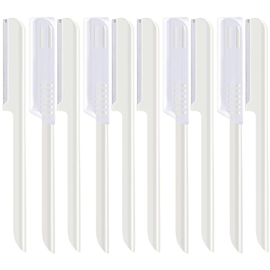 10 Pieces Women's Facial Razor Eyebrow Shaver Razor Brow Shaper Eyebrow Trimmer Dermaplaner Shaping Tool with Cover (White)
