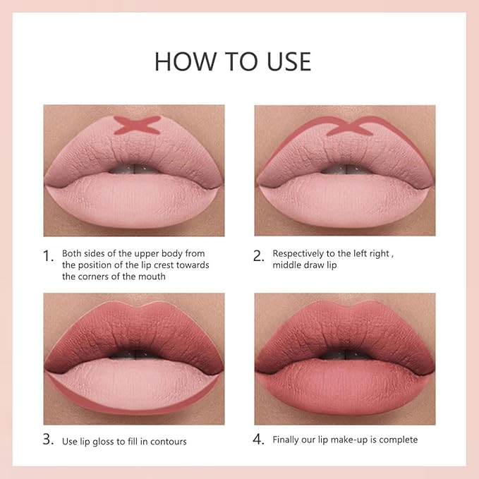 12 Colors Matte Lip Liner Set,Long Lasting Nude Set,Long