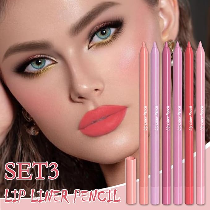 evpct 6Pcs Long-Lasting Lip Liner Pencils Set for Shaping & Sculpting Lips, Light Orange Berry Rose Red Purple Coral Pink Waterproof Longwear Matte Rich Lip Colors Liner Crayon Lipstick 03