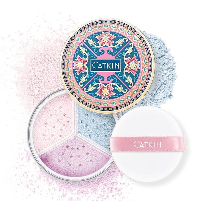 CATKIN Poreless Finish Loose Setting Powder Makeup, Translucent Velour Puff 42 oz