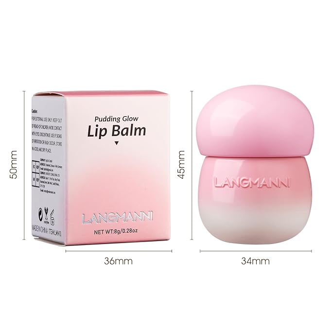 LANGMANNI Pudding Glow Lip Balm | Velvet-Smooth Lip Gloss for Nourished, Glowing Lips | Hydrating, Non-Sticky Glossy Tinted Lip Balm Makeup 0.28 Oz (#5+#6, 2)