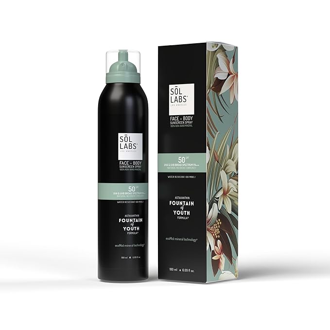 Natural Mineral SPF 50 Sheer Mist Spray Sunscreen, Non-Aerosol, Water Resistant Zinc Oxide Sun Protection, Reef Safe, Korean Lightweight Formula, No White Cast, Hydrating Soothing Botanicals