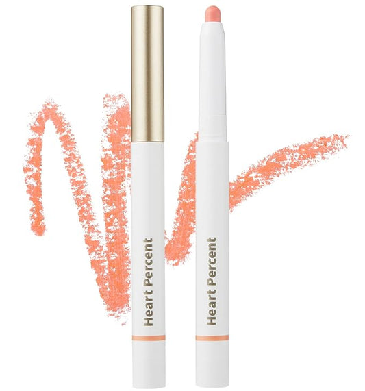 Heart Percent Dote On Mood Lip Pencil, Long-Lasting Creamy Lip Crayon Smooth Color Liner Retractable Lipstick Pencil 0.8g, #05. Apricot Coral
