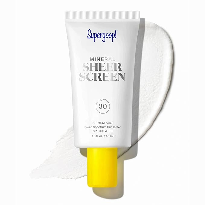 Supergoop! Mineral Sheerscreen SPF 30 PA+++, 1.5 fl oz - 100% Mineral, Broad Spectrum Face Sunscreen + Primer + Helps Filter Blue Light - Satin Finish - For All Skin Types