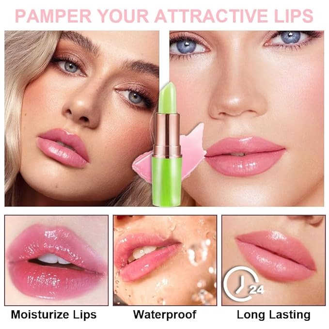 evpct 2Pcs Avocado Tinted Lip Balms PH Lip Color Changing Lipstick Balm Stain Gift Set Queen for Women Girls Korean Mood Long Lasting Color Change Light Pink Lipstick Lip Tint Plumper Gloss 10#