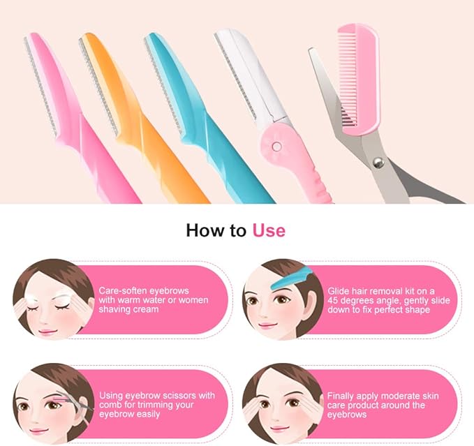 12 Pcs Eyebrow Razor, Face Razors for Women, Exfoliating Trimmers, Eyebrow Grooming Shaper for Women, Peach Fuzz, Hair Removal, Facial Razors Dermaplane Glow Razor