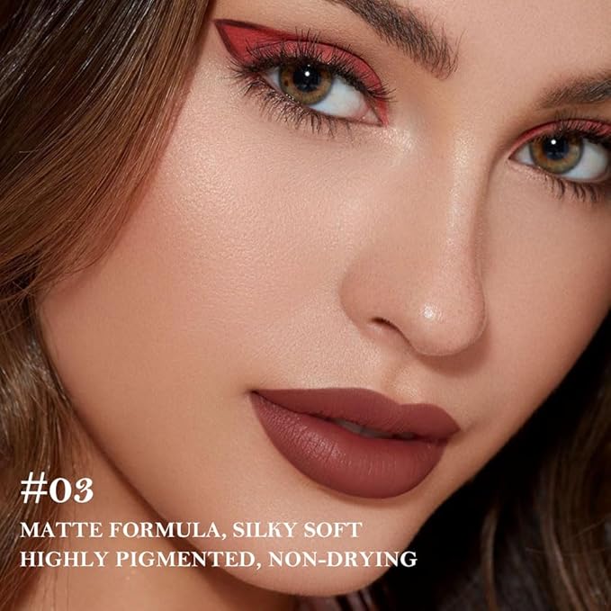 BINGBRUSH 2-in-1 Gradient Lip Liner & Lipstick Combo,Matte Longwear Waterproof Lip Pencil with Cone Tip,Smudge Proof Crayon for Flawless Ombre Contour,Women's Long Lasting Makeup Set (3#Reddish Brown)