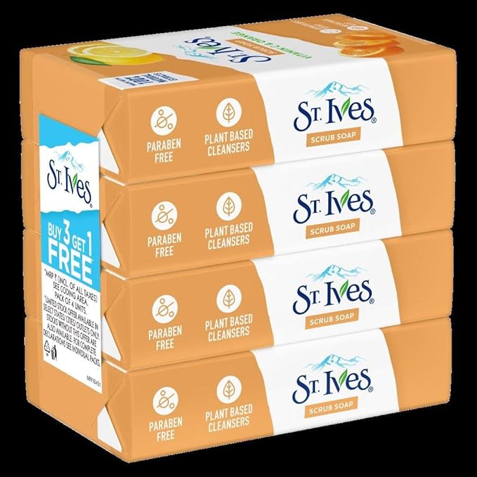 St. Ives' Scrub Bar Soap with Vitamin C & Orange (4 Packs)