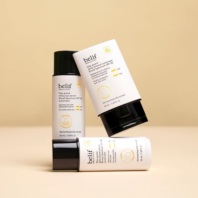 belif Dew Guard - Daily Mineral sun SPF 50 Hydrating Niacinamide Sunscreen (1.69 fl. oz) - Daily Broad Spectrum, Reduces Redness, No-White Cast, Non-Greasy, Korean Skincare