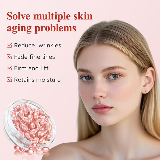 HKH Retinol Serum for Face - Anti Wrinkle Facial Serum with Vitamin C & Vitamin E, Vit A Capsule with Collagen for Women, Reduces Fine Lines, Firming Skin, Moisturise, Travel Friendly (38 ct)