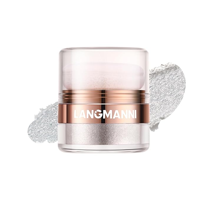 Glitter Body Highlighter Powder Body Shimmer Sparkle Face sponge head(silvery)