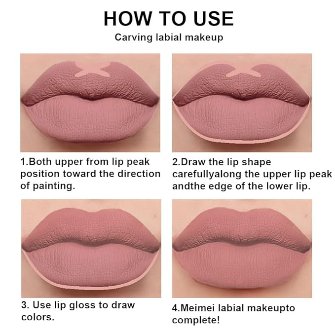 evpct 2Pcs Nude Beige Neutral Color Lip Liner and Matte Lipstick Makeup Sets Vegan Lipstick Lip Liner and Gloss Set Lip Stain Long Lasting Waterproof 24 34#