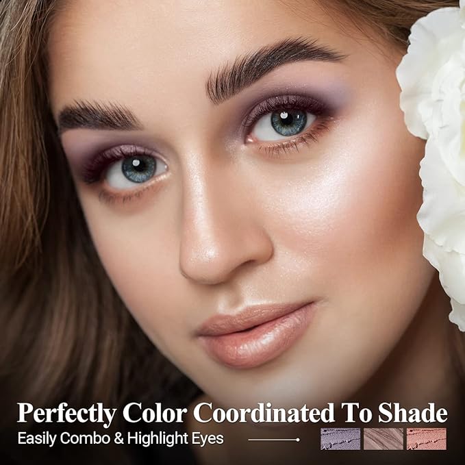 3Pcs Eyeshadow Stick Set, Matte And Shimmer Creamy Eyeshadow Pencil,Eye Brightener Stick,Nude Caramel Grayish Purple Shadow Sticks Set, Waterproof Long Lasting Smoky Highlighter Eye Makeup