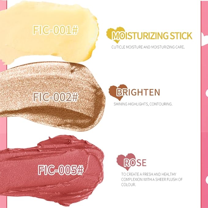 Makeup Sticks Set, Matte Cream Blush Stick for & Moisturizer)