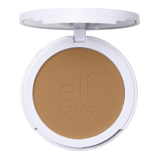 e.l.f. Camo Powder Foundation, Lightweight, Primer-Infused Buildable & Long-Lasting Medium-to-Full Coverage Foundation, Medium 355 W