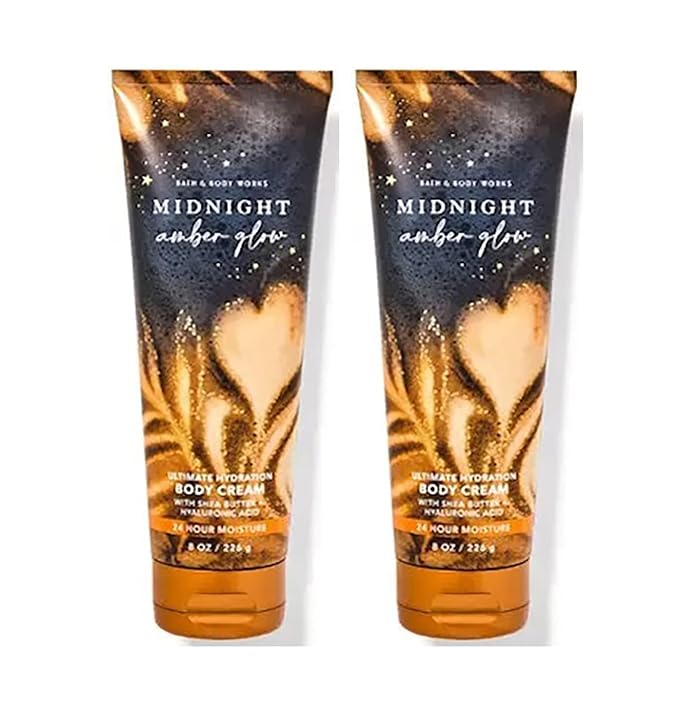 Bath & Body Works Midnight Amber Glow Ultimate Hydration Body Cream For Women 8 Fl Oz 2- Pack (Midnight Amber Glow), 8.0 ounces