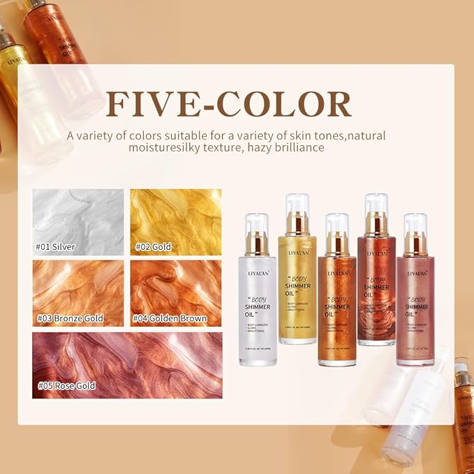 Liyalan Shimmer Body Oil Pearl White