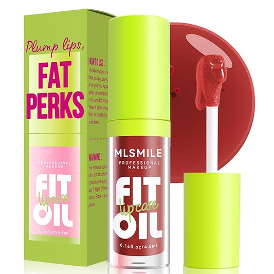 4 Colors Fat Oil Lip Gloss, Lip Oil Lip Glaze Hydrating Lip Glow Oil Big Brush Head Moisturizing Lip Gloss, Shiny Transparent Tinted Plumping Lip Oil Long Lasting Nourishing Non-sticky (07#)