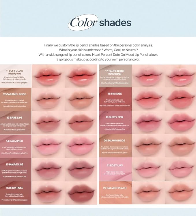 Heart Percent Dote On Mood Lip Pencil, Long-Lasting Creamy Lip Crayon Smooth Color Liner Retractable Lipstick Pencil 0.8g, #09. Cozy Brown