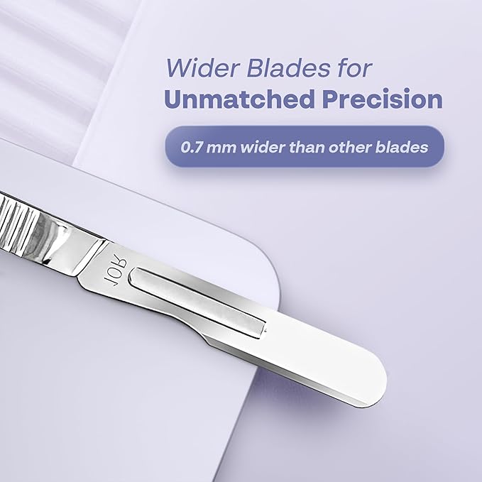 10R Blades Dermaplaning Kit Containing 10r Blades Scalpels Pack of 100 with Scalpel Handle #3 + 10R Scalpel Blade Remover Box + Hemostat by Mymed