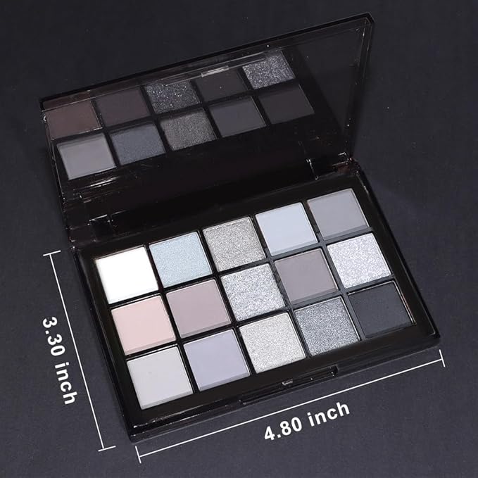 15 Colors Black Gray Silver Matte Shimmer Eyeshadow