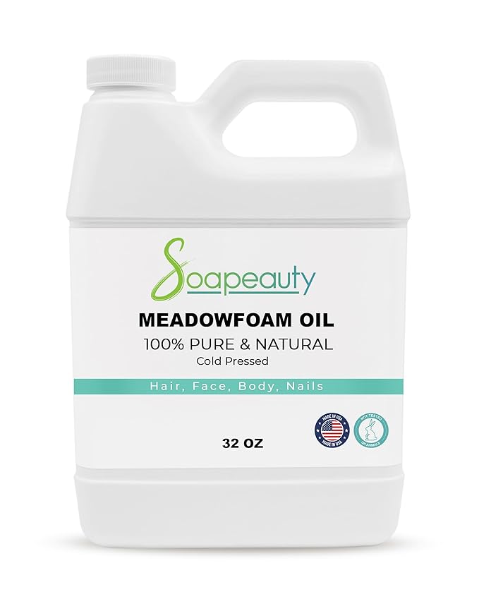 Soapeauty MEADOWFOAM SEED OIL Cold Pressed Unrefined | 100% Pure Natural Meadowfoam Seed Oil for Face & Hair | Moisturizer for Skin, Promotes Hair Growth, Balms | (32 OZ)