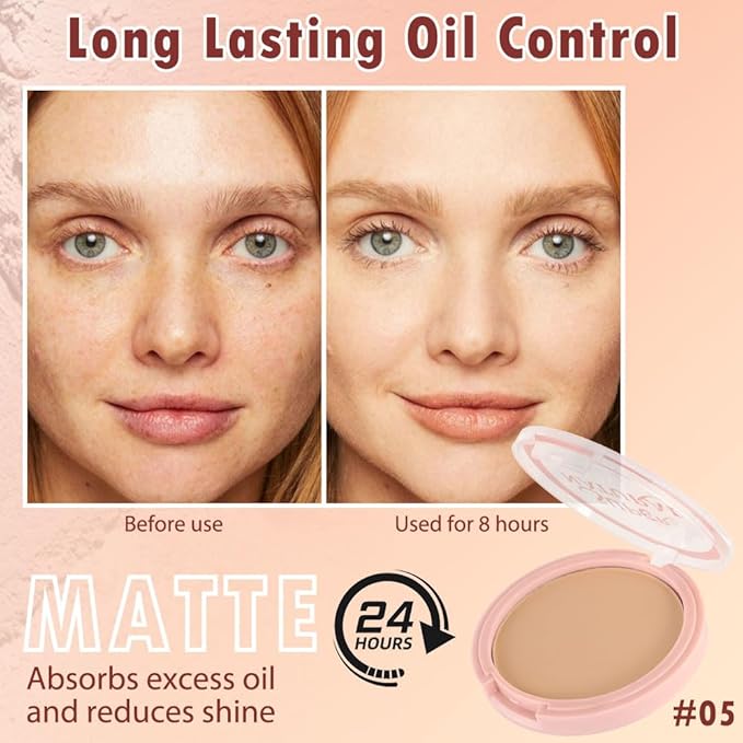 Oil Control Face Pressed Powder, Matte powder setting 1 Pcs)