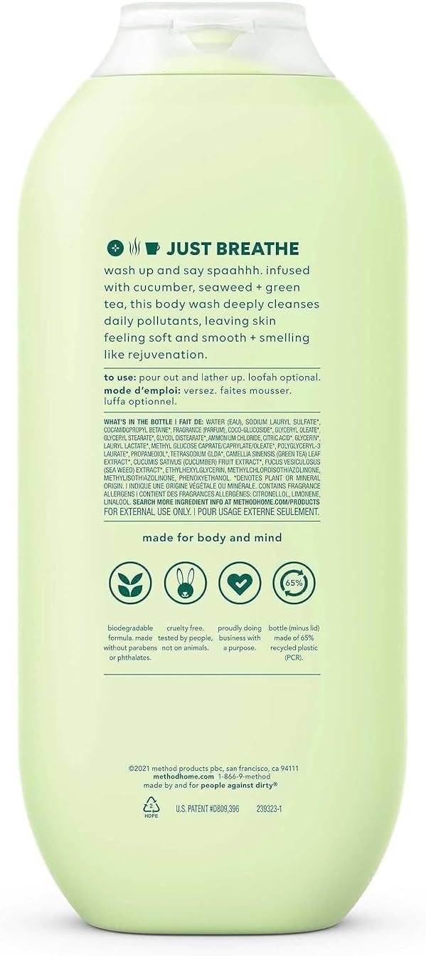 Method Body Wash, Daily Zen, Paraben and Phthalate Free, 18 oz (Pack of 6)