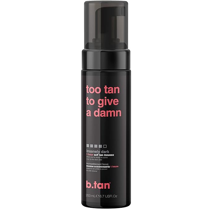 b.tan Ultra Dark Self Tanner Mousse | Too Tan - Best, 1 Hour Express Sunless Tanning Foam, Gold Bronzing Glow, No Fake Tan Smell, Face & Body, Vegan, Cruelty & Paraben Free, 6.7 Fl Oz