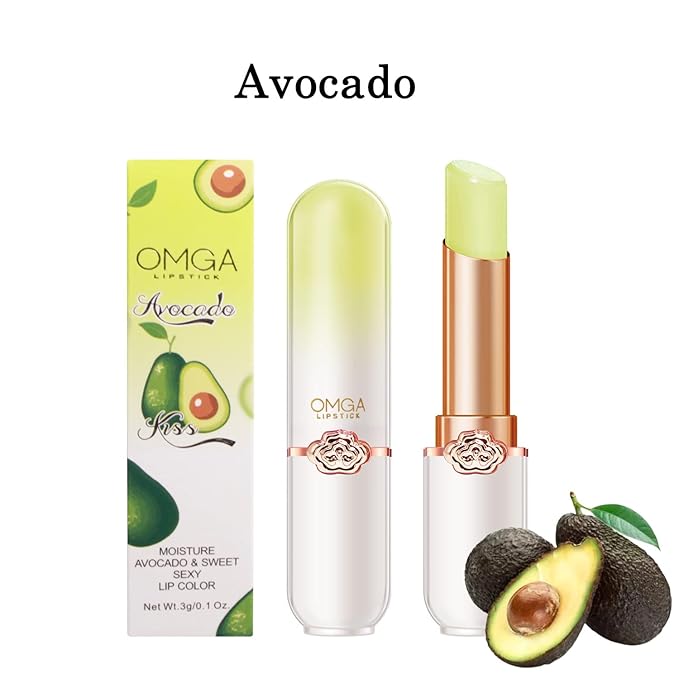 6 Pcs/Set Peach Aloe Vera Strawberry Blueberry Avocado Grape Jelly Lipstick Set Temperature Change Moisturizer flower Lip Stick Long Lasting Nutritious Lip Balm Magic Color Change Lip Gloss