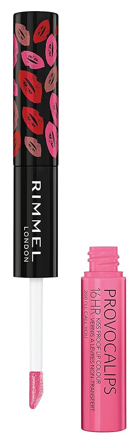 Rimmel London Provocalips 16hr Kiss-Proof Lip Color - Two-Step Liquid Lipstick to Lock in Color and Shine - 200 I'll Call You, .14 fl.oz.
