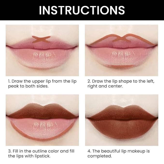 2-in-1 Dark Brown Lip Liner & Lipstick Set Kit for Women, Matte Lips Kit with Lip Liner Lip Stains Long Lasting Waterproof 24 Hour Lipstick and Lip Liners Combo Lipliners Pencil Set 39