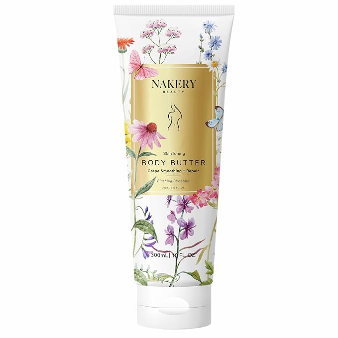 NAKERY Body Butter Anti Aging Moisturizer - Body Cream Skin Tightening Cream &Neck Firming Cream, Moisturizing Cream & Neck Tightening Cream for Body & Face Cream for Dry Skin 300ml(Blushing Blossoms)