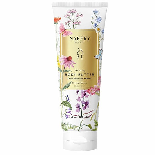 NAKERY Body Butter Anti Aging Moisturizer - Body Cream Skin Tightening Cream &Neck Firming Cream, Moisturizing Cream & Neck Tightening Cream for Body & Face Cream for Dry Skin 300ml(Blushing Blossoms)