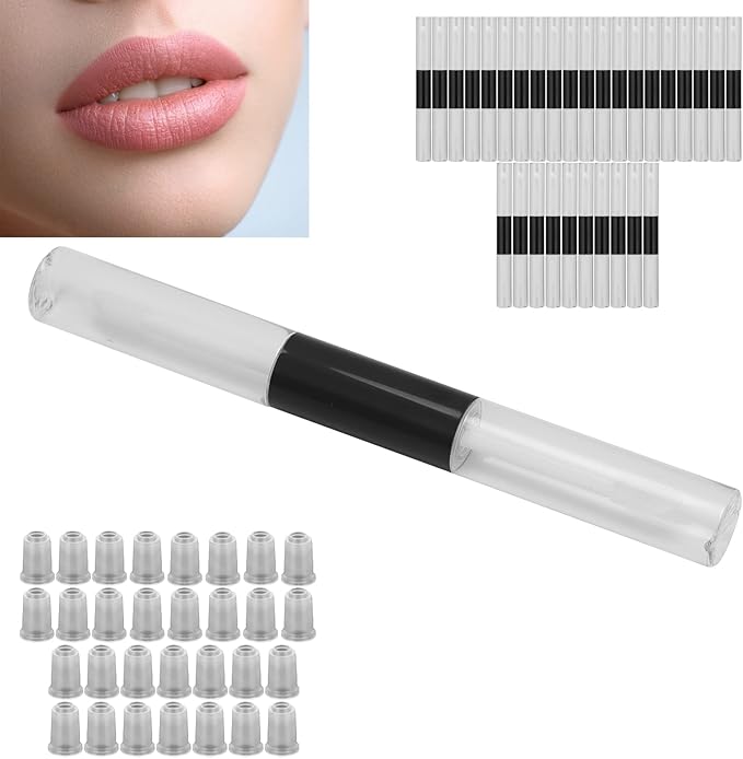 30pcs 5ml Empty Lip Gloss Tubes, Double Ended Refillable Lip Balm Gloss Containers Bottles with Rubber Inserts for Women Girls DIY Makeup