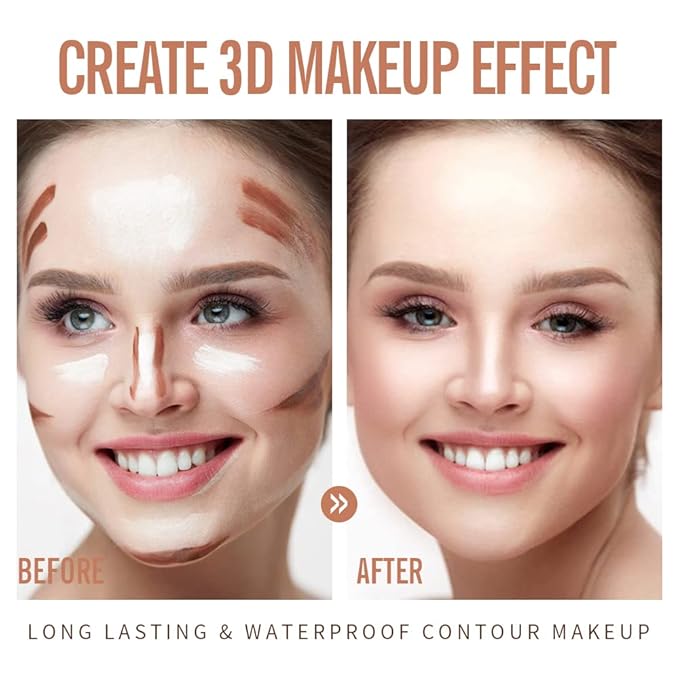 KIMUSE 2Color Dual Cream Contour Stick, Long Lasting Face Makeup