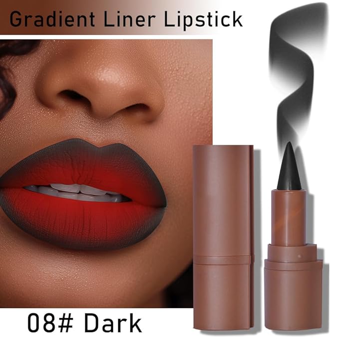 6PCS 2-in-1 Gradient Lip Liner and Lipstick Lip Combo Set - Achieve Flawless Contour and Gradual Ombre Effect with Easy-to-Use Crayon Form and Cone Tip, Dark Brown Black Lip Liner Set