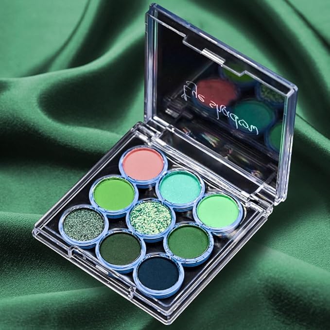9 Colors Green Olive Matte Shimmer Eyeshadow Palette