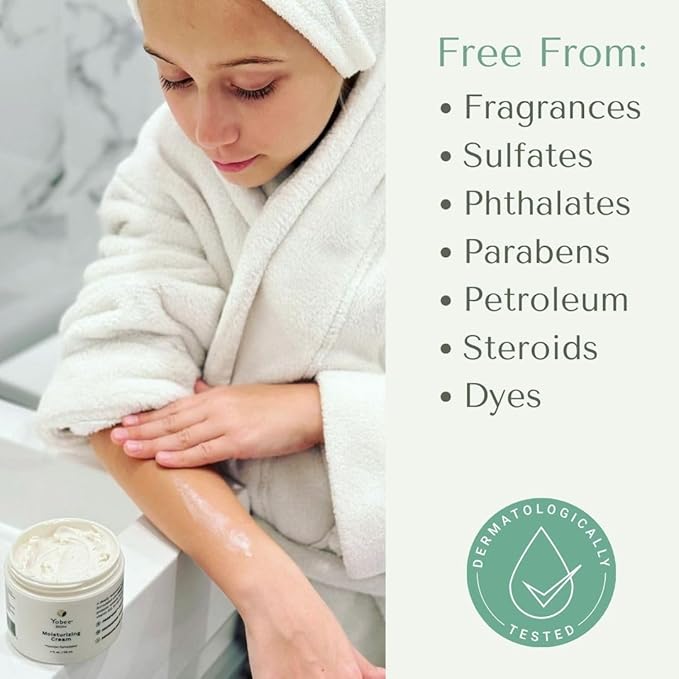 Yobee Body & Face Moisturizing Cream for Dry, Sensitive Skin | Probiotic extracts, Honey, Turmeric, Vitamin B12, Ceramides, Shea Butter | Fragrance Free | For Kids & Adults (1)