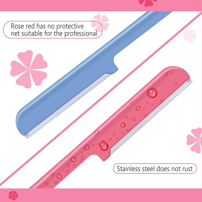 10 Pieces Eyebrow Razor for Women Facial Shaver Razor Brow Shaper Eyebrow Trimmer Dermaplaner Shaping Tool with Cover (Pink, Blue)
