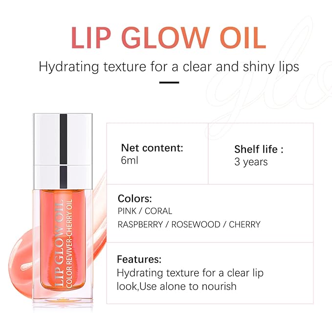 6ml Hydrating Lip Glow Oil, Transparent Plumping Lip 6ml