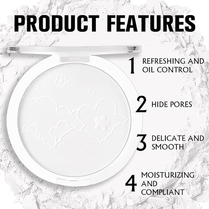 Face Oil Control Pressed Setting Powder-Clarifying Finishing Powder,Waterproof All-Day Use