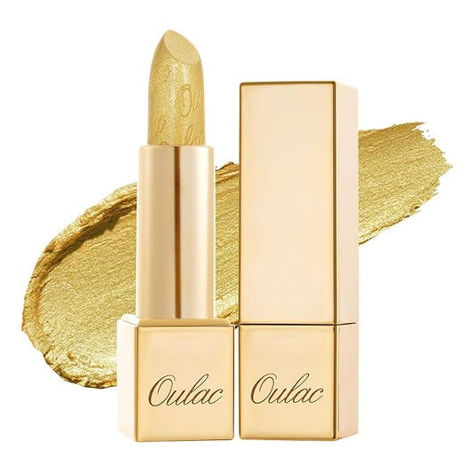 Oulac Glitter Gold Lipstick for Women with Metallic 3D Shine Lightweight Hydrating Formula, High Impact Lip Color, Vegan Beauty, Full Coverage Lip Makeup, Christmas Gifts for Women, Celebration(18)