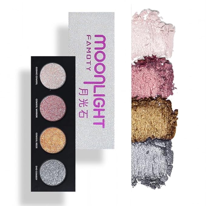 Shiny Shimmer Highlight Eye shadow Palette 4 Colors, Cosmetics Shimmer Eyeshadow Palette, Cruelty-Free and Vegan Formula, Glitter Shimmer Eyeshadow for Professional Makeup Kit (B#), Sparkly02