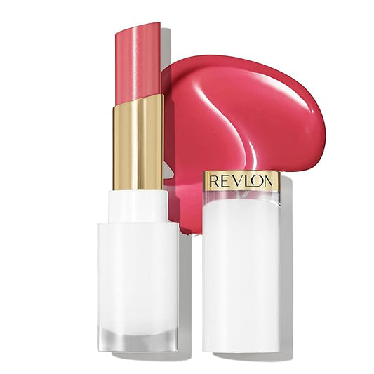 REVLON Super Lustrous Glass Shine Balm, Hydrating Tinted Lipstick, Sheer, Glossy Shiny Finish, 006 Girly Swirly, 0.11 oz