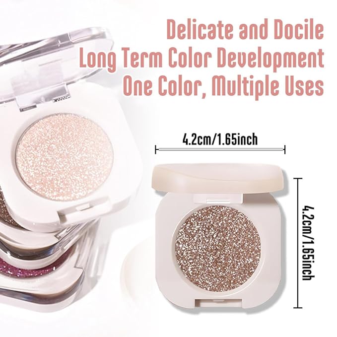 Glitter Shimmer Sparkle Eyeshadow Palette Makeup for Green Blue Eyes, Glitter Nude Shimmer Metallic Holographic Multichrome Cream Iridescent Single Monochrome Eye Shadow Makeup, 10