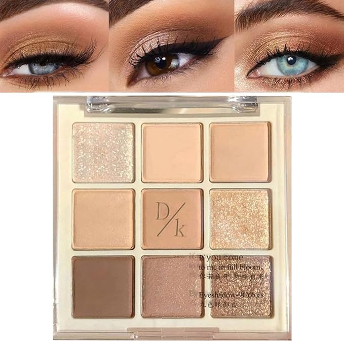 Eyeshadow Palette Makeup- 9 Colors Eyeshadow Palette Matte Shimmer Korean Natural Eye Shadow palettes Highly Pigmented Naturing-Looking Long Lasting (17#)