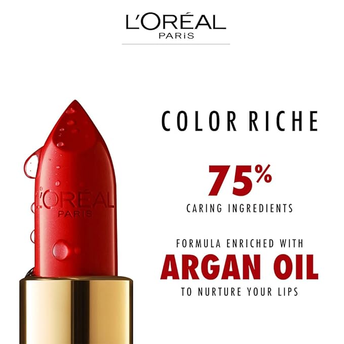 L’Oréal Paris Colour Riche Original Creamy, Hydrating Satin Lipstick with Argan Oil and Vitamin E, le rouge paris , 1 Count